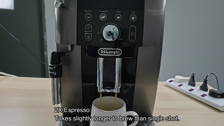 Double shot brews slightly longer time Double shot brews slightly longer time