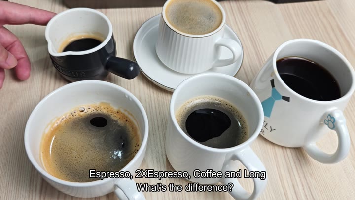 Five cups showing coffee differences Five cups showing coffee differences