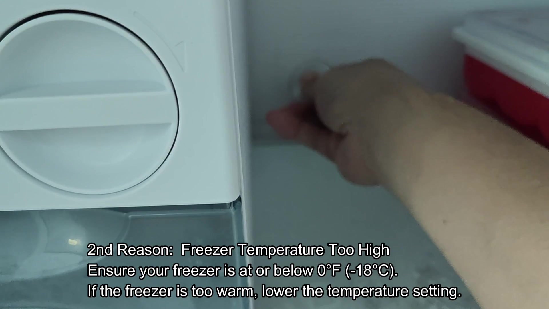 Freezer temperature control knob close-up Freezer temperature control knob close-up