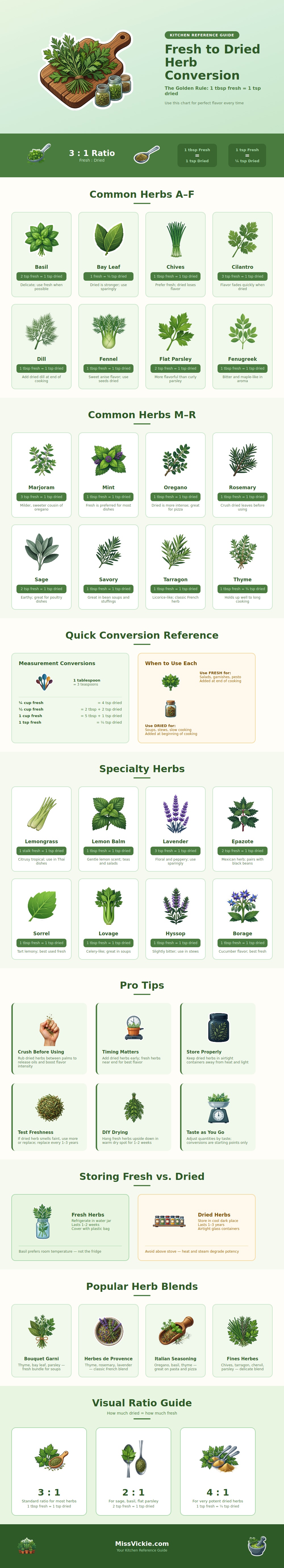Fresh To Dried Herb Conversion Chart