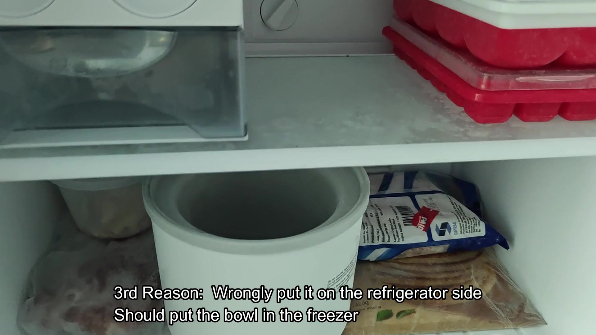 Frozen bowl positioned correctly in freezer Frozen bowl positioned correctly in freezer