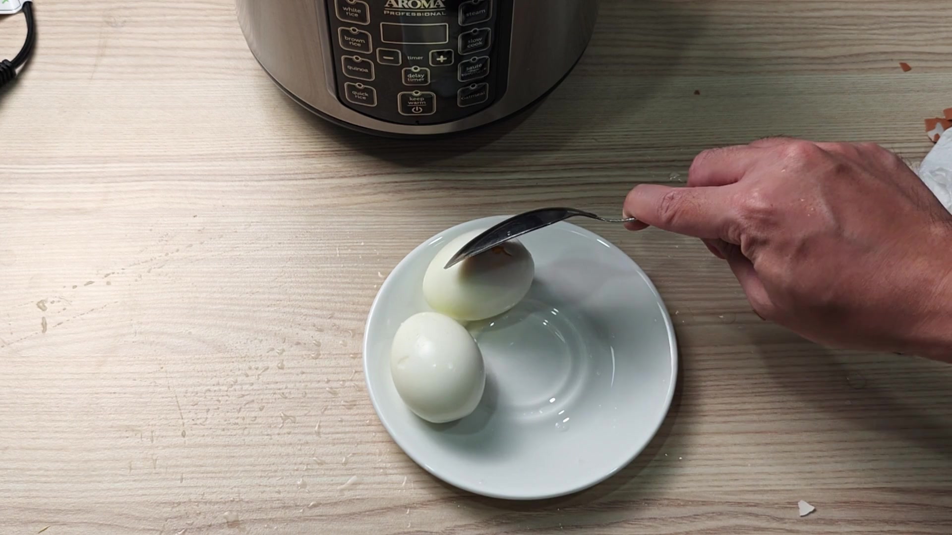 Halved egg reveals firm yellow yolk Halved egg reveals firm yellow yolk
