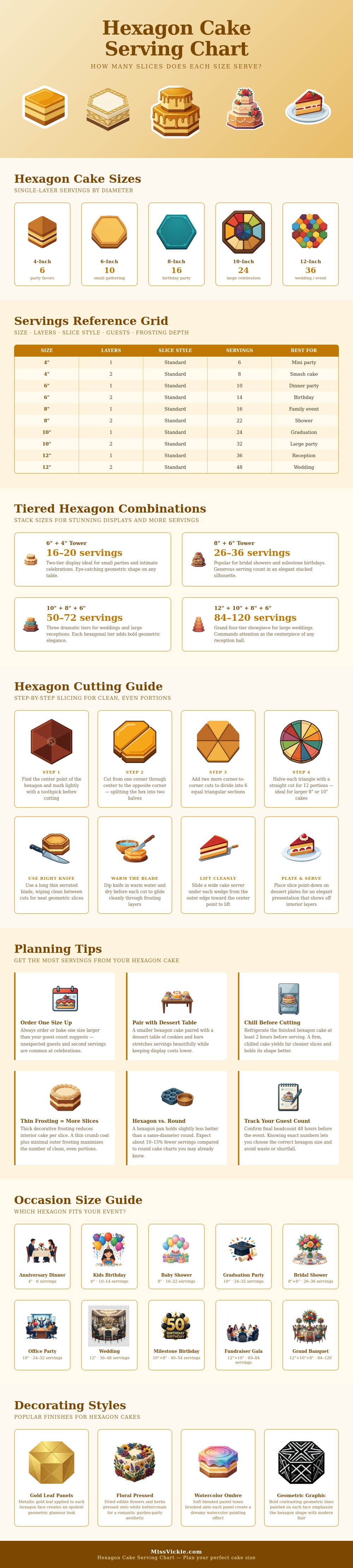 Hexagon Cake Serving Chart