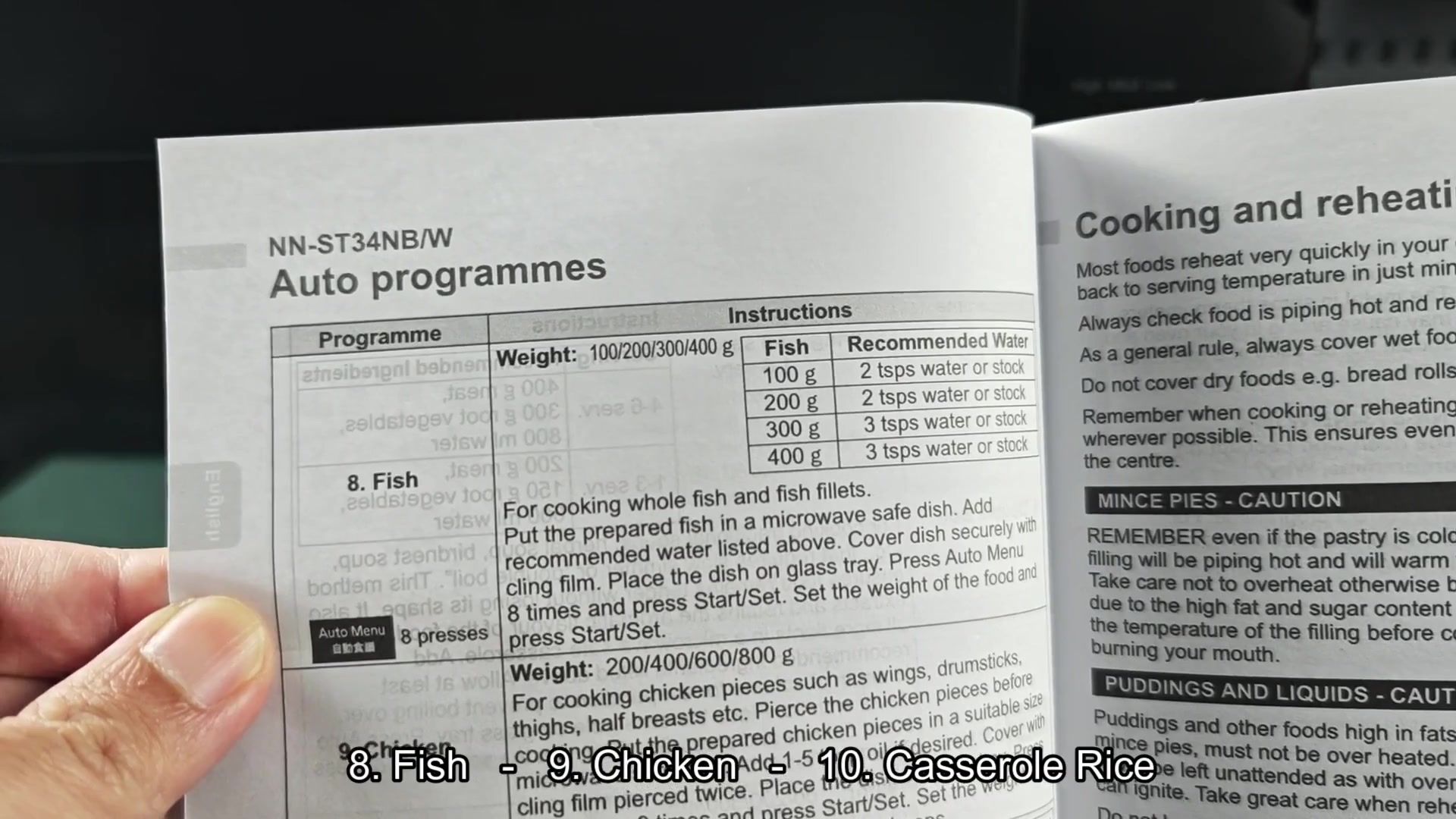 Instruction sheet for Fish Chicken Casserole Rice menus Instruction sheet for Fish Chicken Casserole Rice menus