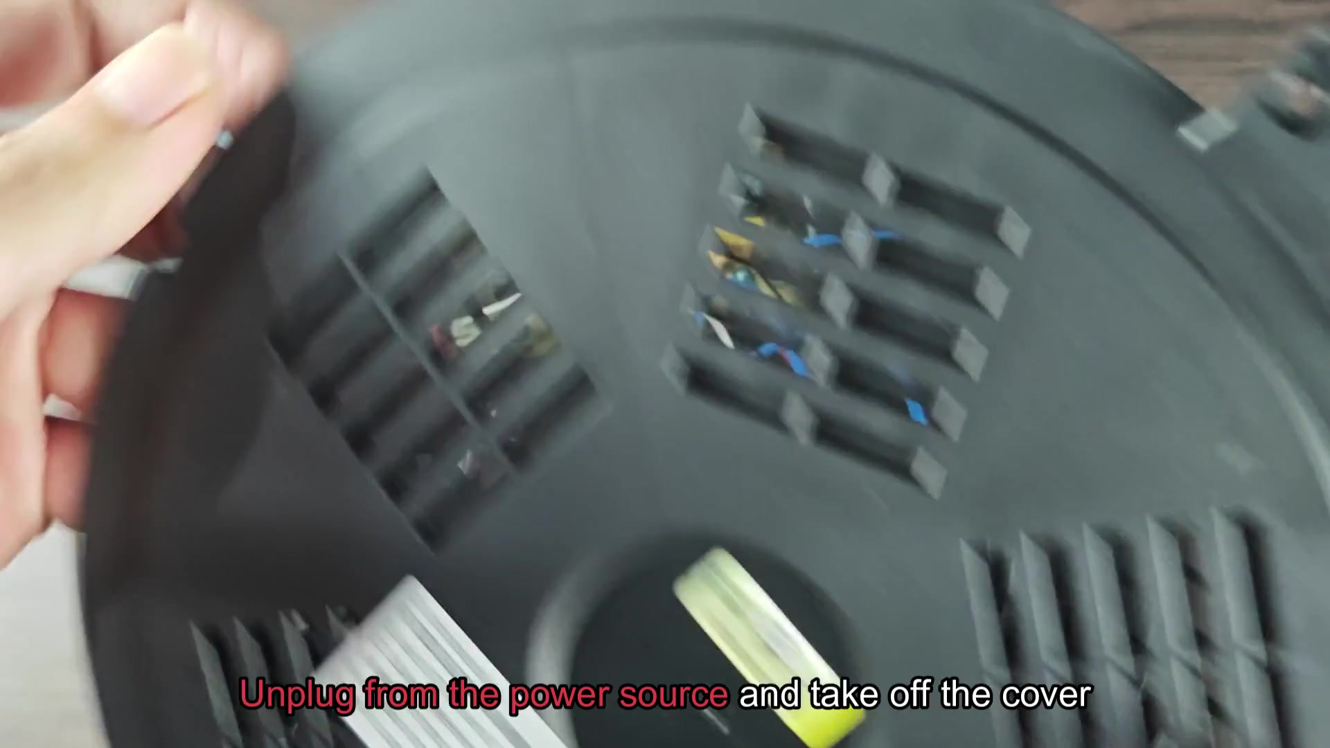 Internal control board exposed inside base Internal control board exposed inside base