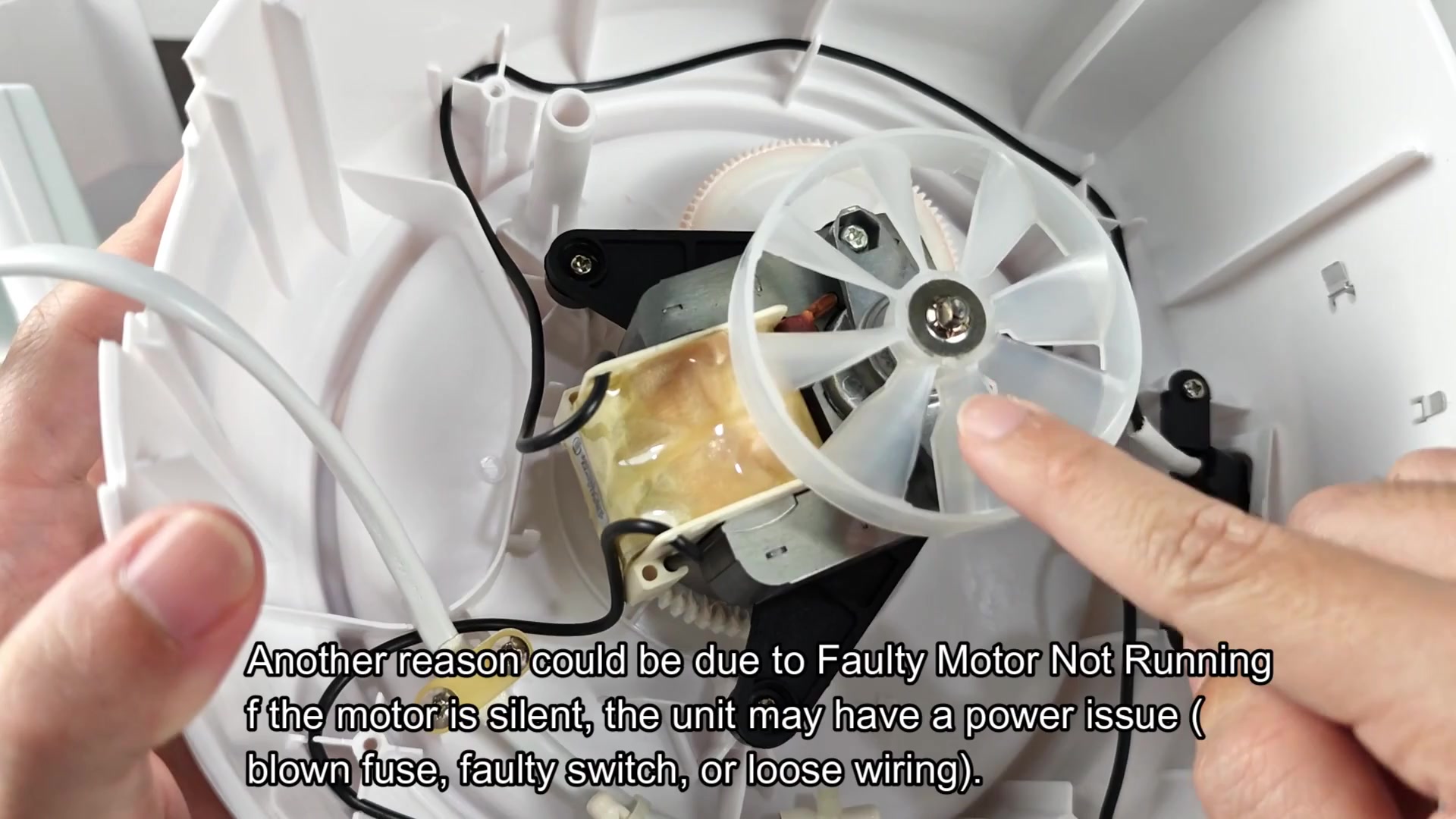 Internal motor assembly with fan and wiring Internal motor assembly with fan and wiring