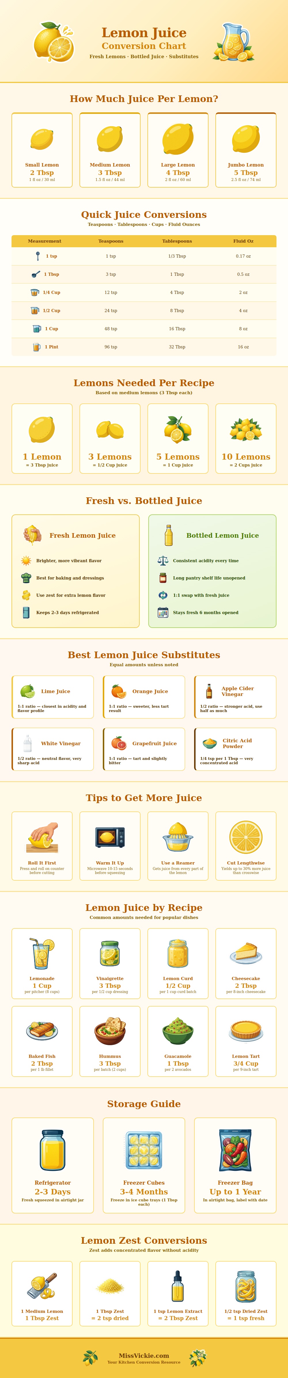 Lemon Juice Conversion Chart