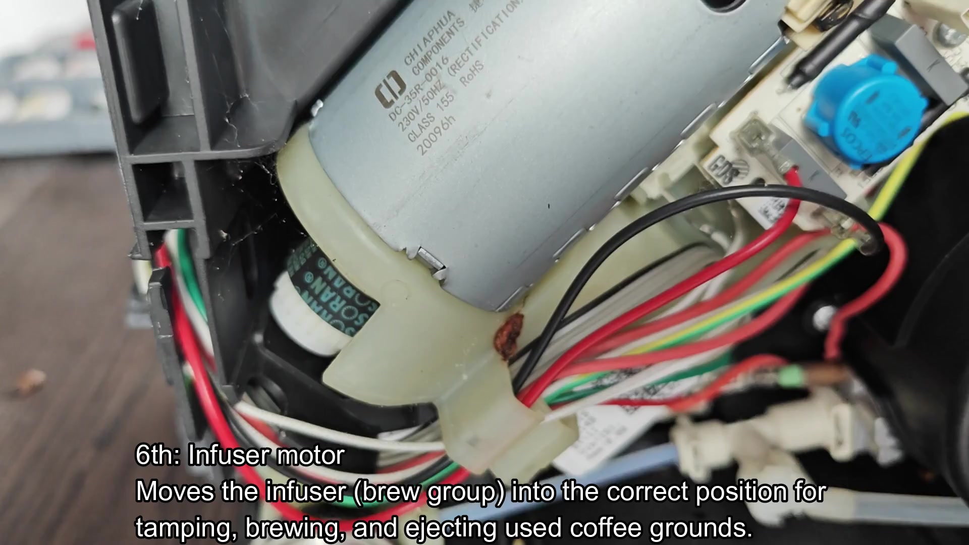 Locate infuser motor inside machine Locate infuser motor inside machine