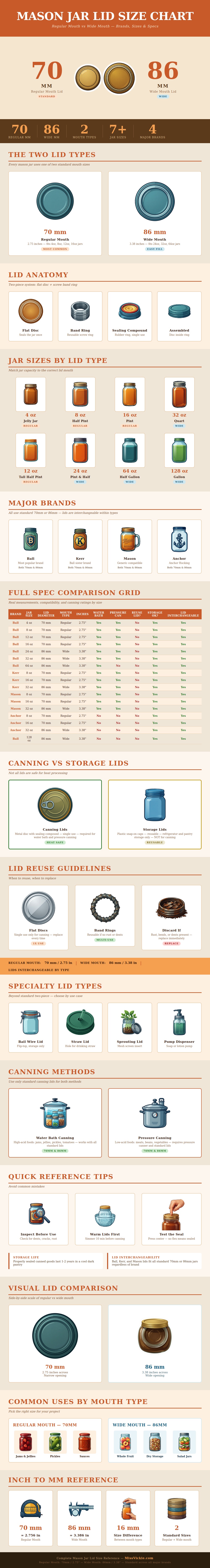 Mason Jar Lid Size Chart