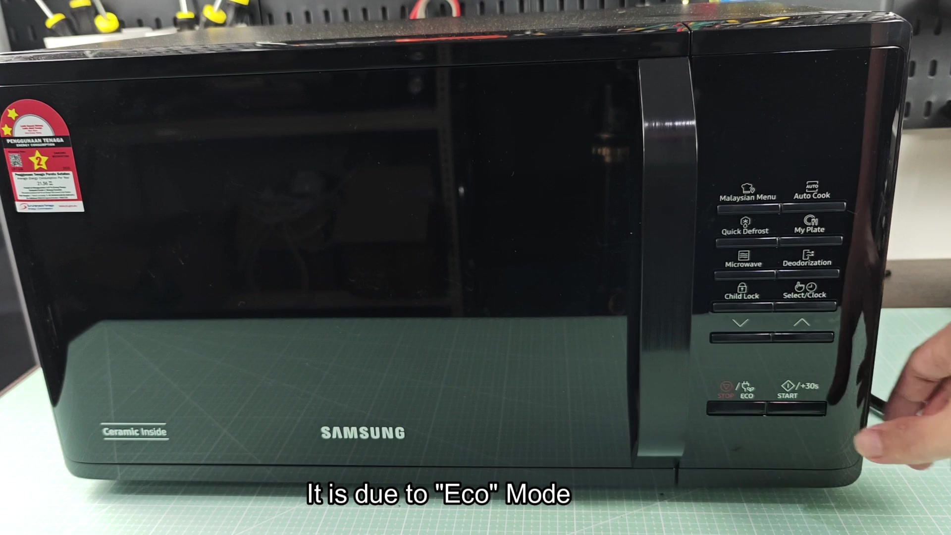 Microwave eco mode hides display Microwave eco mode hides display