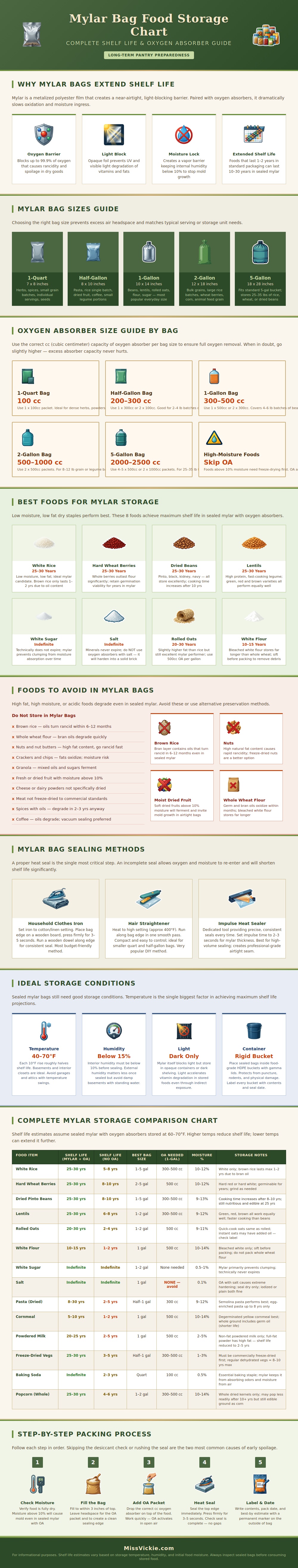 Mylar Bag Food Storage Chart