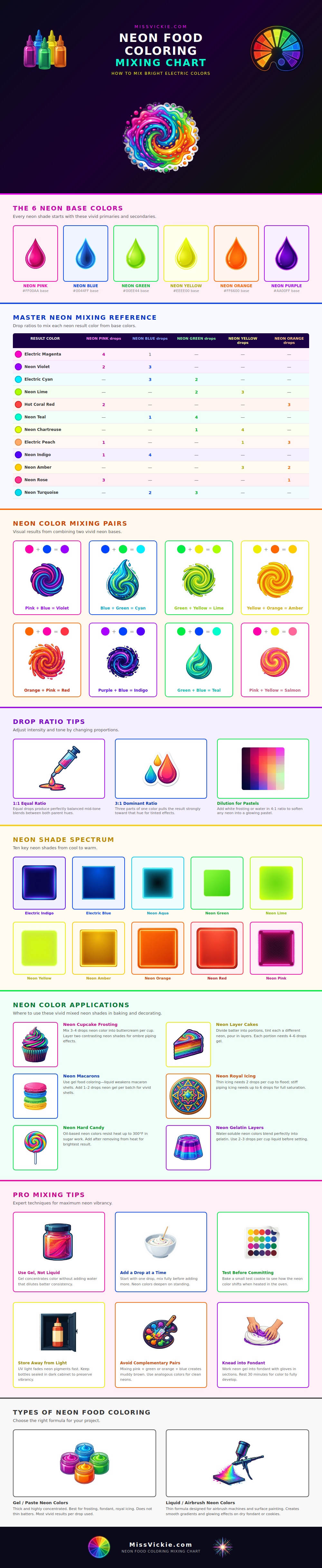 Neon Food Coloring Mixing Chart