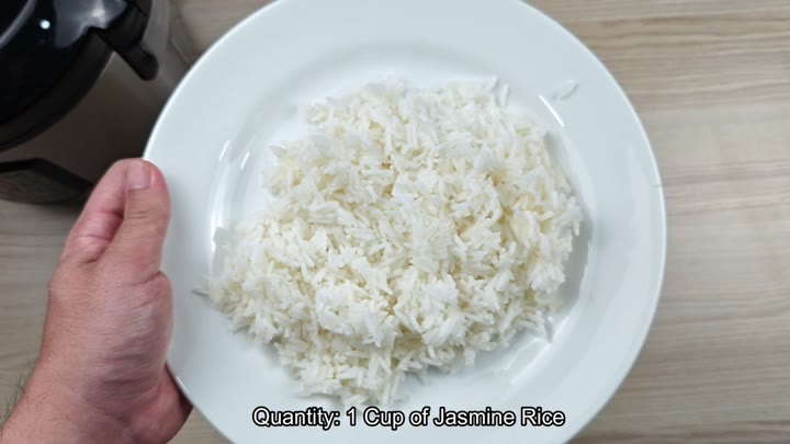 Plate of cooked jasmine rice served Plate of cooked jasmine rice served
