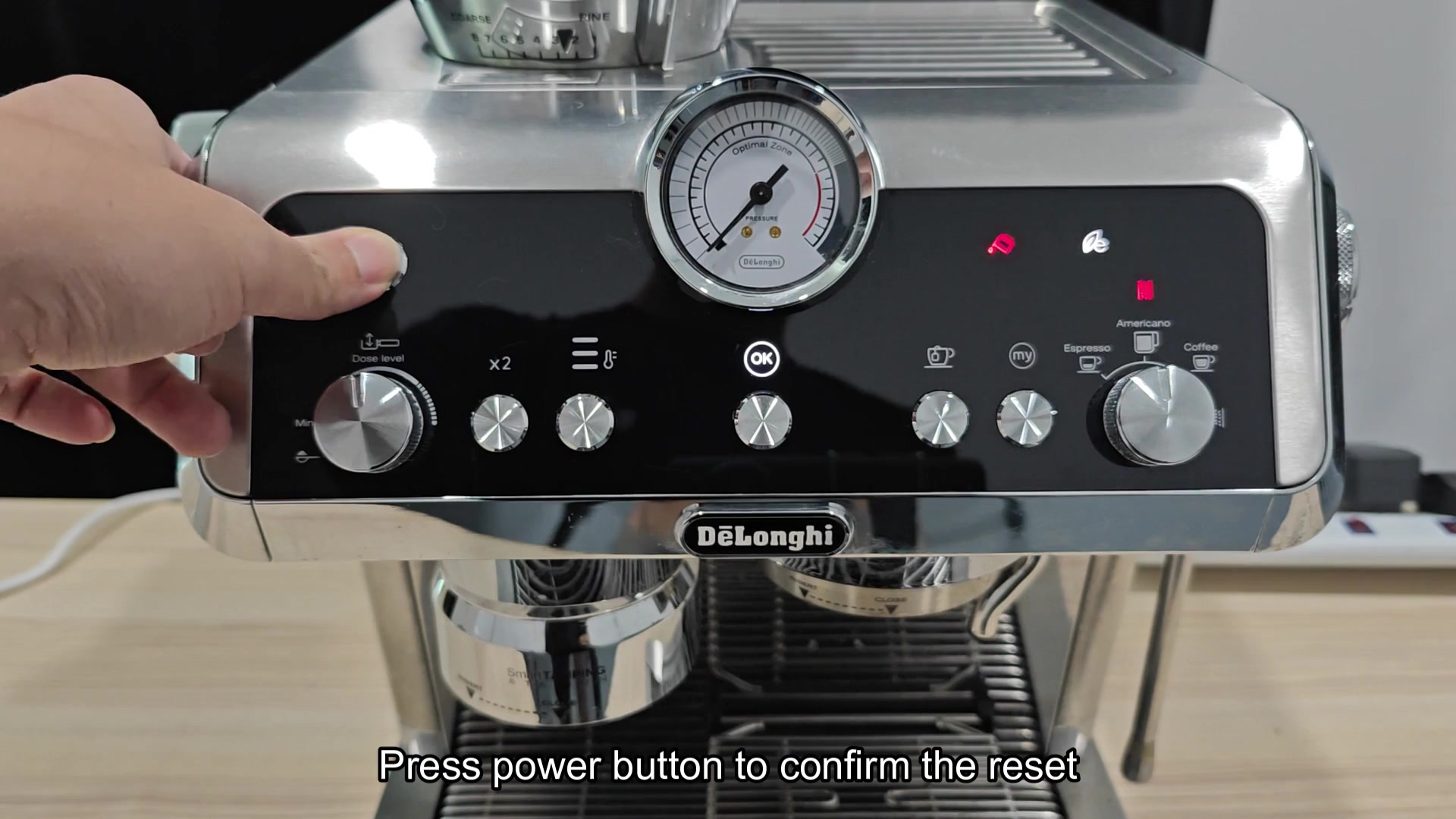 Power button pressed to confirm reset Power button pressed to confirm reset