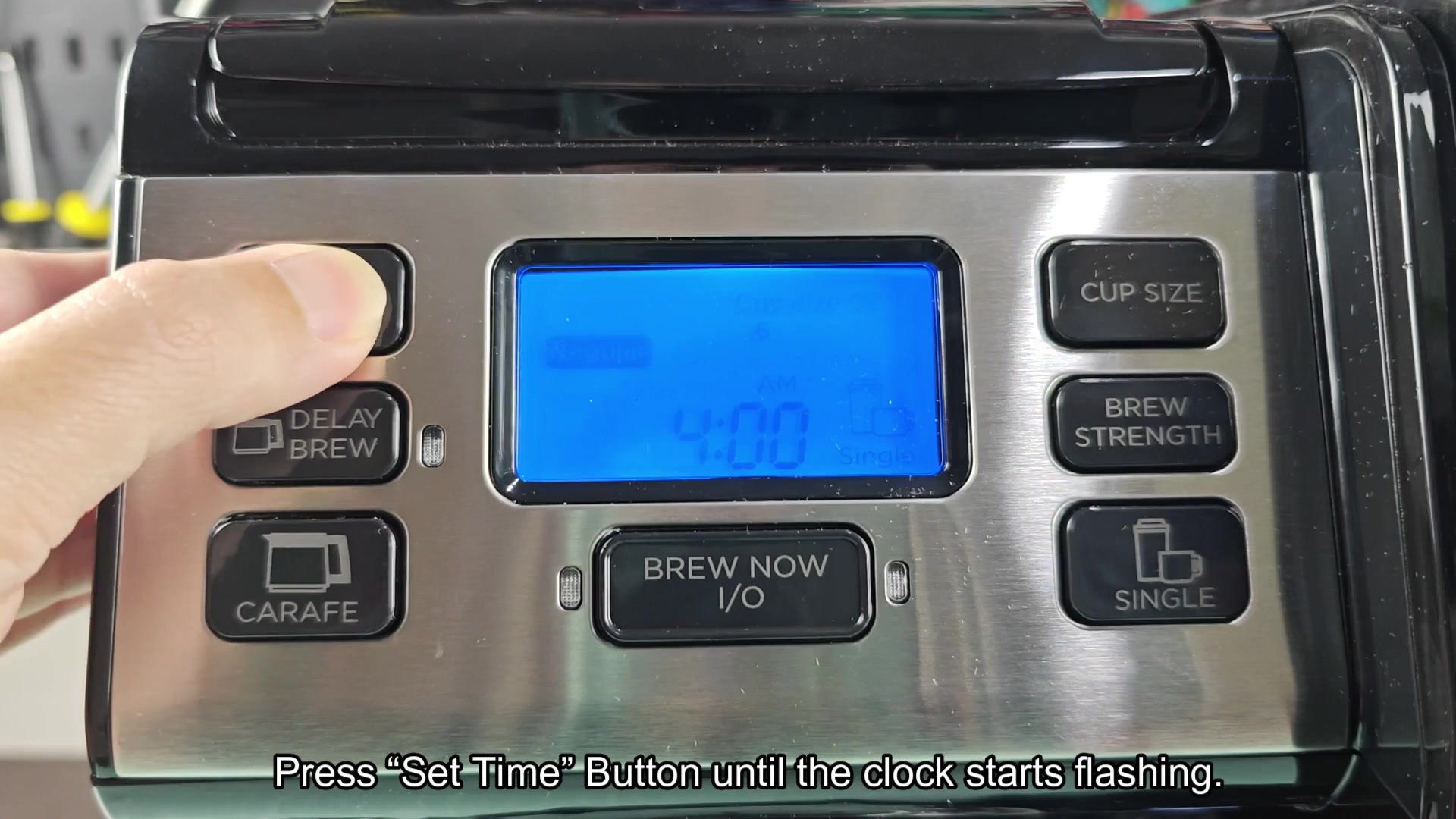 Press SET TIME to select hour Press SET TIME to select hour