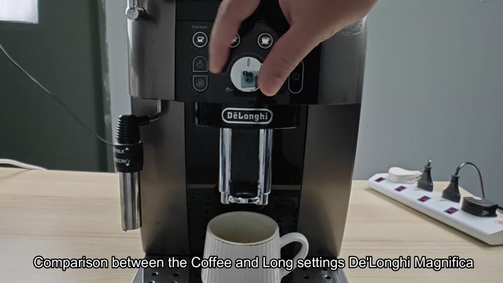 Pressing button on DeLonghi Magnifica Pressing button on DeLonghi Magnifica