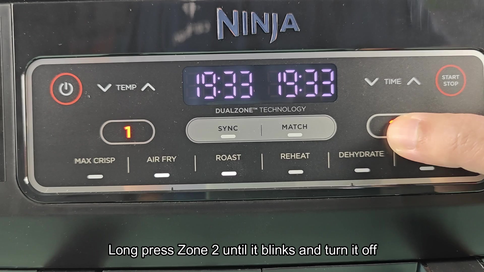 Pressing Zone 2 to turn off Pressing Zone 2 to turn off