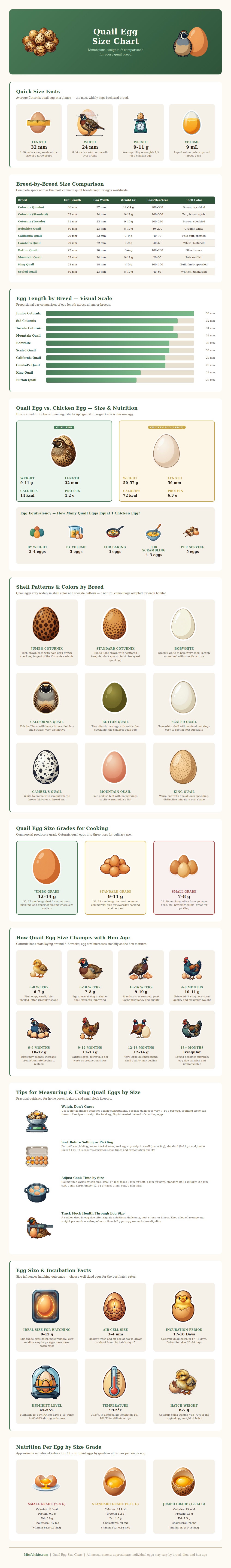 Quail Egg Size Chart