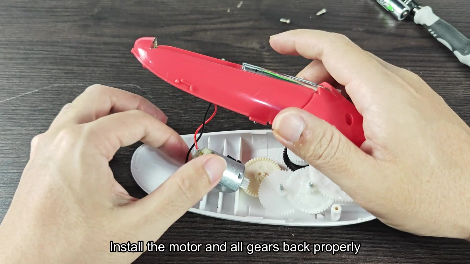 Reassembling motor and internal gears Reassembling motor and internal gears