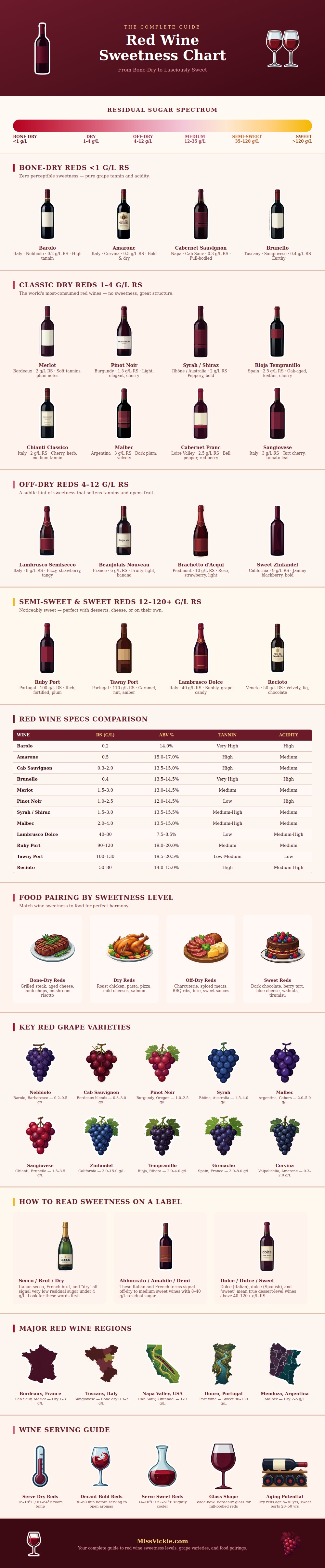 Red Wine Sweetness Chart