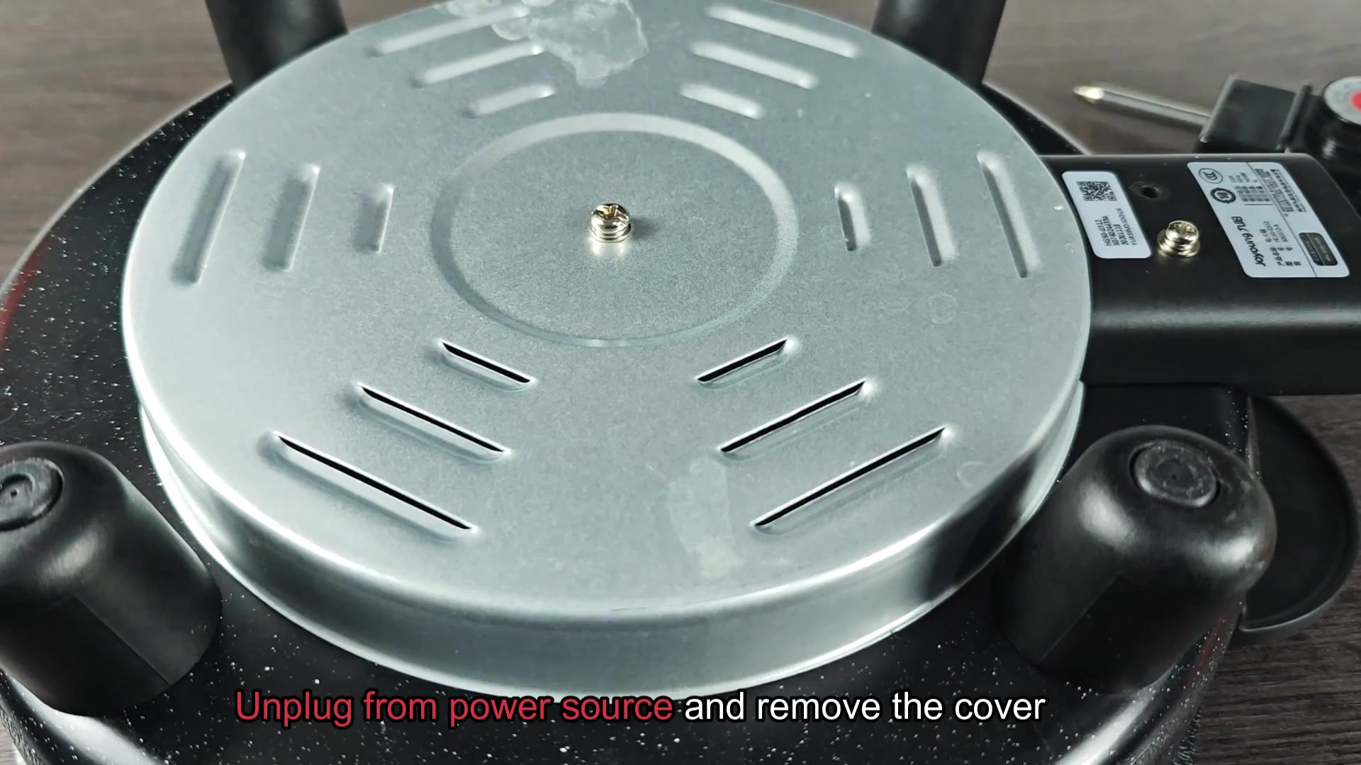 Remove bottom cover plate from appliance base Remove bottom cover plate from appliance base