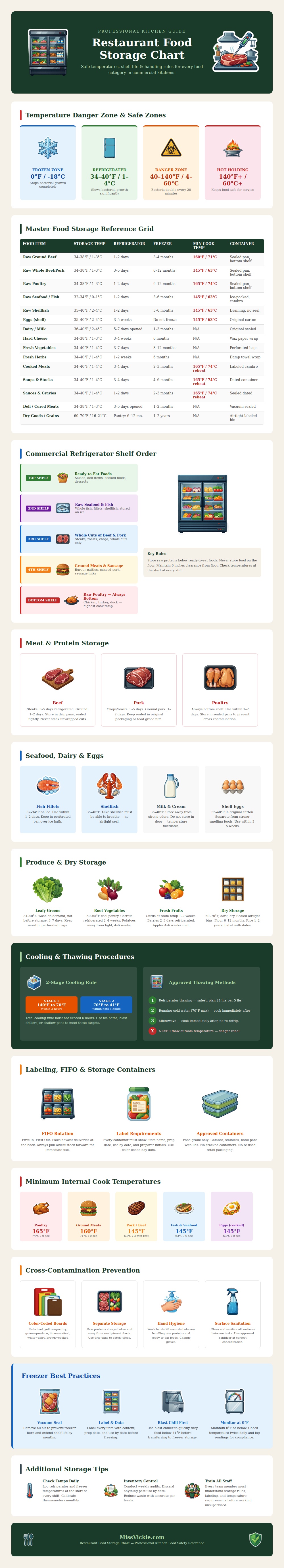Restaurant Food Storage Chart