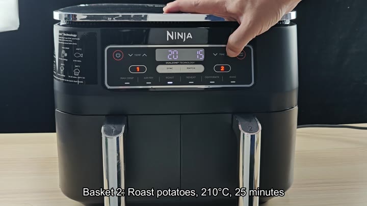 Setting Basket 2 temperature and time settings Setting Basket 2 temperature and time settings