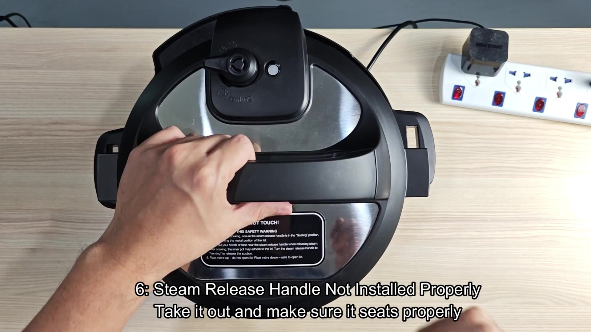 Steam release handle being seated properly Steam release handle being seated properly