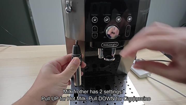 Steam wand settings for hot milk or cappuccino Steam wand settings for hot milk or cappuccino