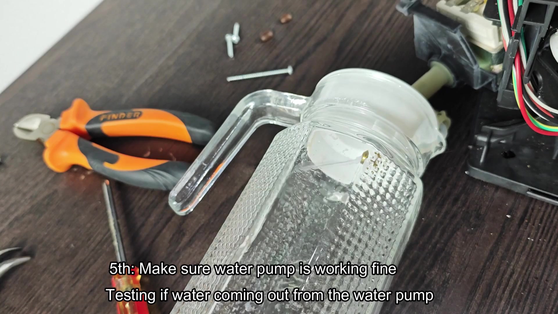 Test water pump output in pitcher Test water pump output in pitcher