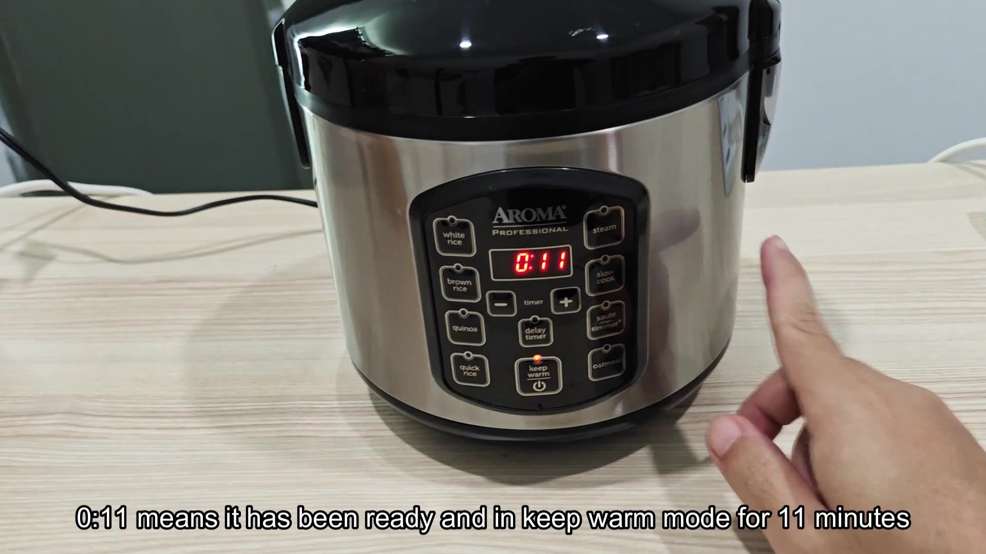 Timer shows eleven minutes in warm mode Timer shows eleven minutes in warm mode