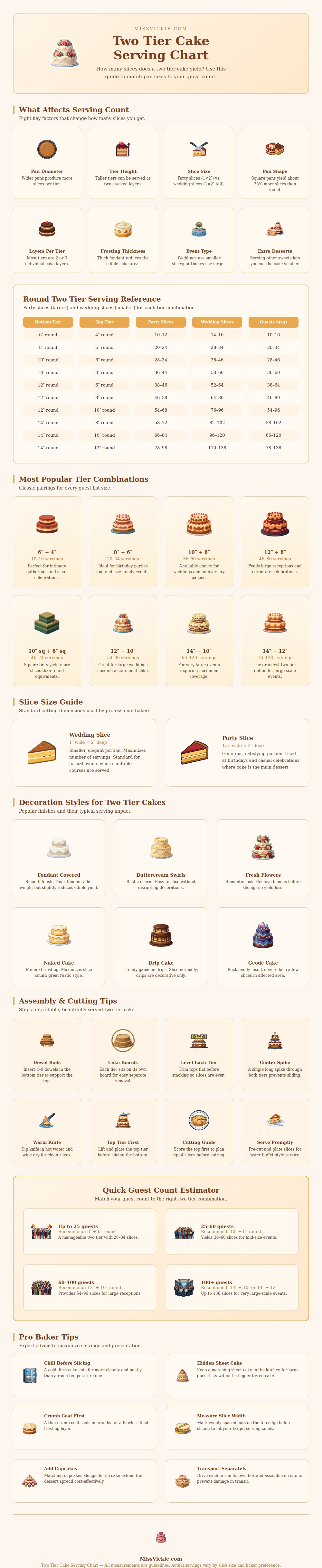 Two Tier Cake Serving Chart