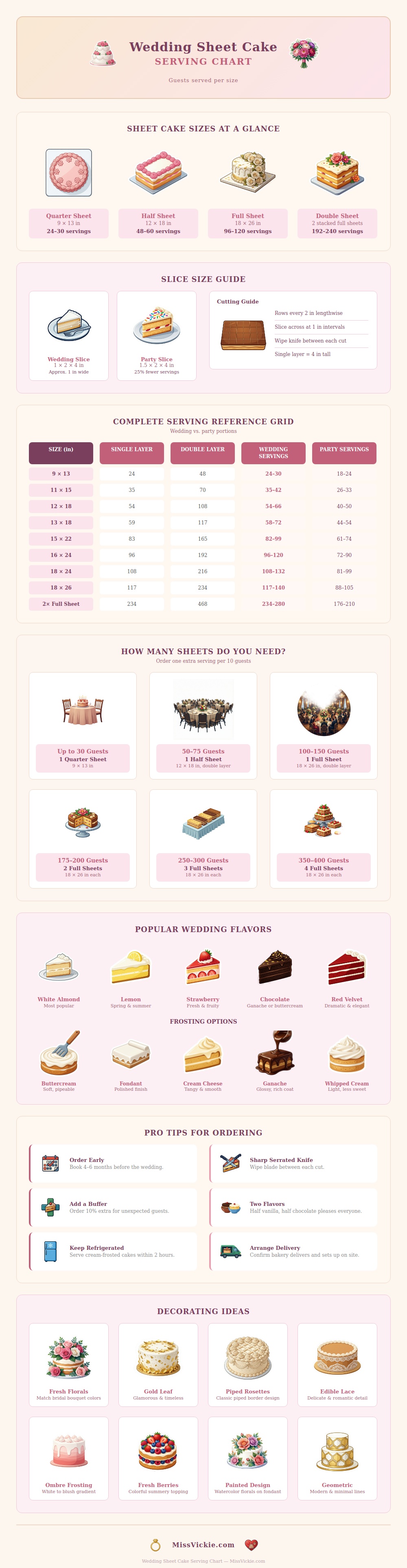 Wedding Sheet Cake Serving Chart