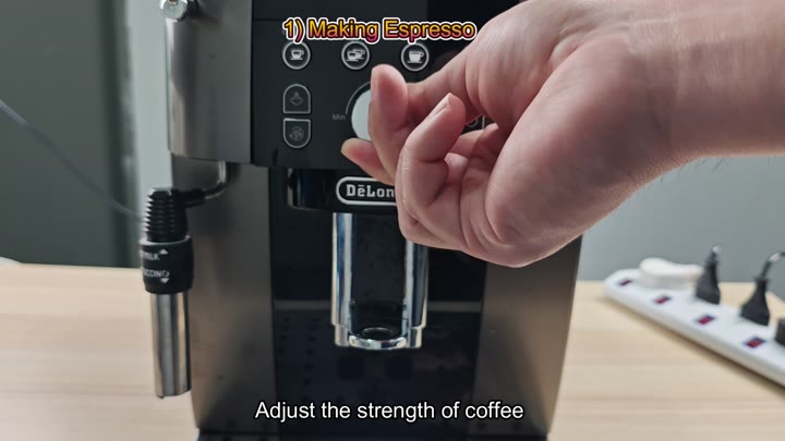 Adjust coffee strength dial on machine Adjust coffee strength dial on machine