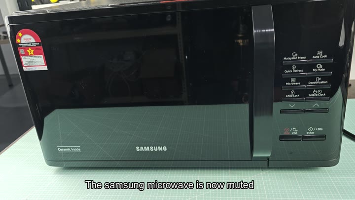 Black Samsung microwave front view Black Samsung microwave front view