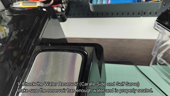 Check water reservoir is seated Check water reservoir is seated