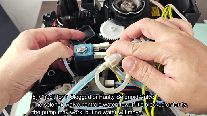 Checking solenoid valve connected to clear tubing Checking solenoid valve connected to clear tubing