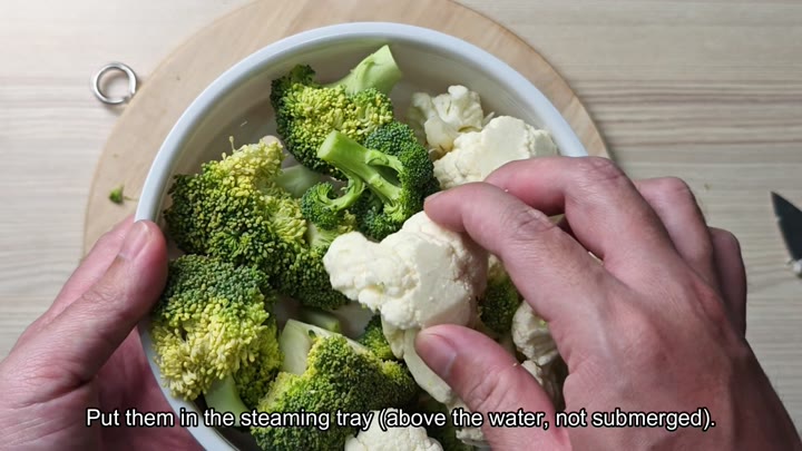 Chopped broccoli and cauliflower ready Chopped broccoli and cauliflower ready