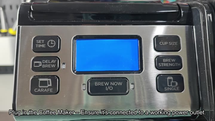 Coffee maker display illuminated in blue Coffee maker display illuminated in blue