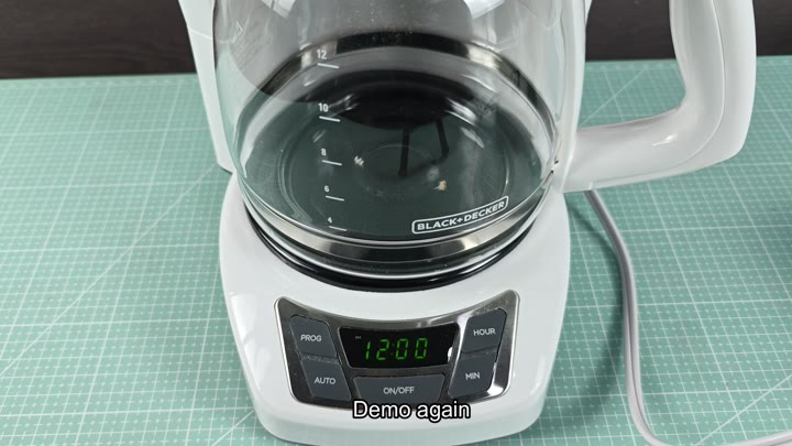 Coffee maker showing 1200 demo mode Coffee maker showing 1200 demo mode