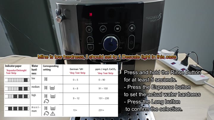 Control panel with descale light on Control panel with descale light on