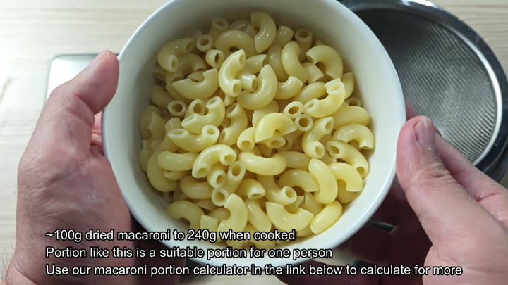 Cooked macaroni portion shown in bowl Cooked macaroni portion shown in bowl