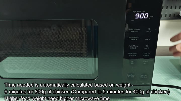 Cooking time adjusts based on food weight Cooking time adjusts based on food weight
