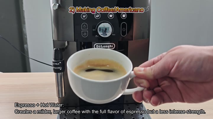 Espresso plus hot water makes americano Espresso plus hot water makes americano