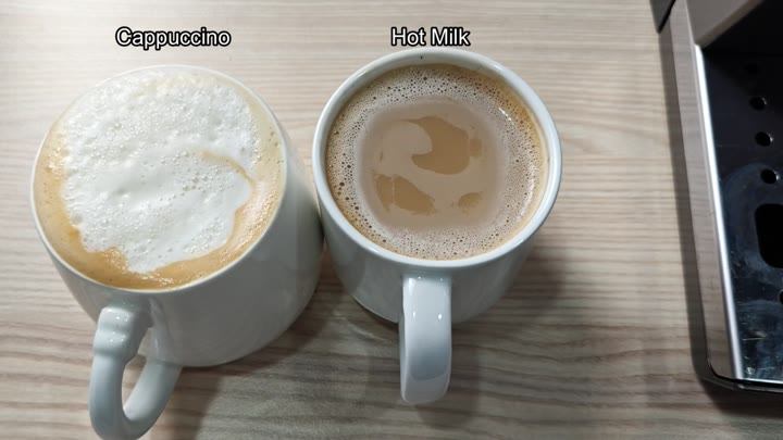 Finished cappuccino and hot milk drinks Finished cappuccino and hot milk drinks