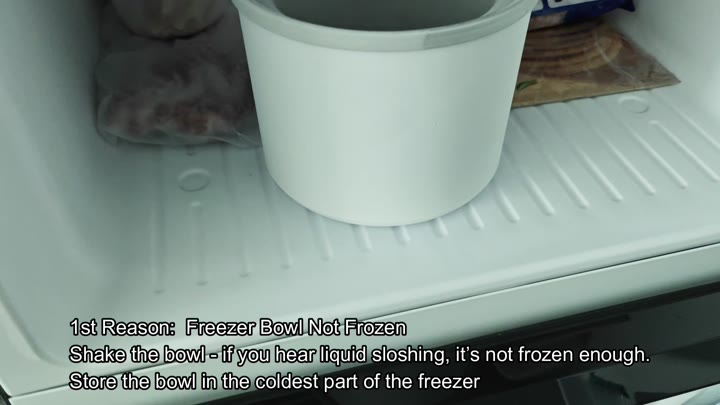 Freezer bowl sitting on cold shelf Freezer bowl sitting on cold shelf