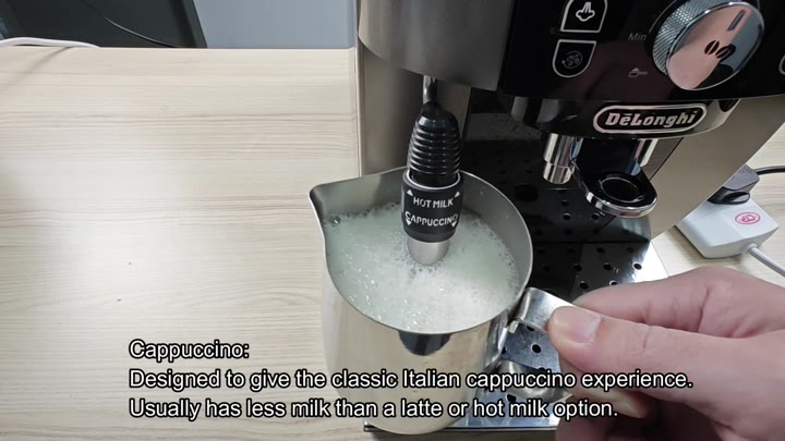 Frothing milk for classic Italian cappuccino Frothing milk for classic Italian cappuccino
