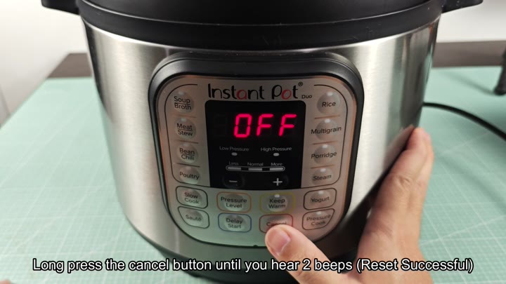 Long press cancel to reset Instant Pot Long press cancel to reset Instant Pot