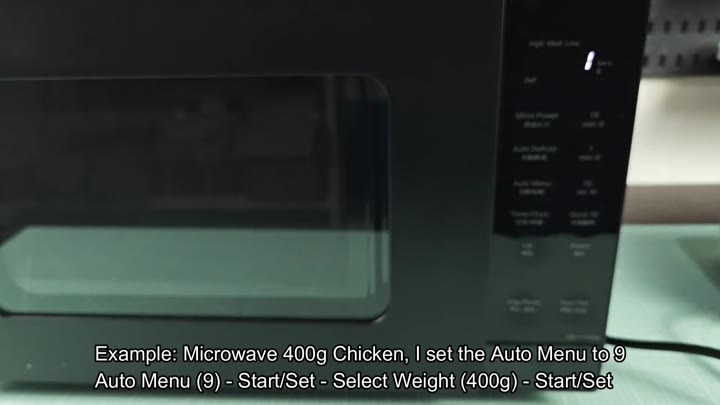 Microwave display showing Auto Menu 9 Microwave display showing Auto Menu 9