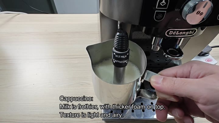Milk frothing for thick cappuccino foam Milk frothing for thick cappuccino foam